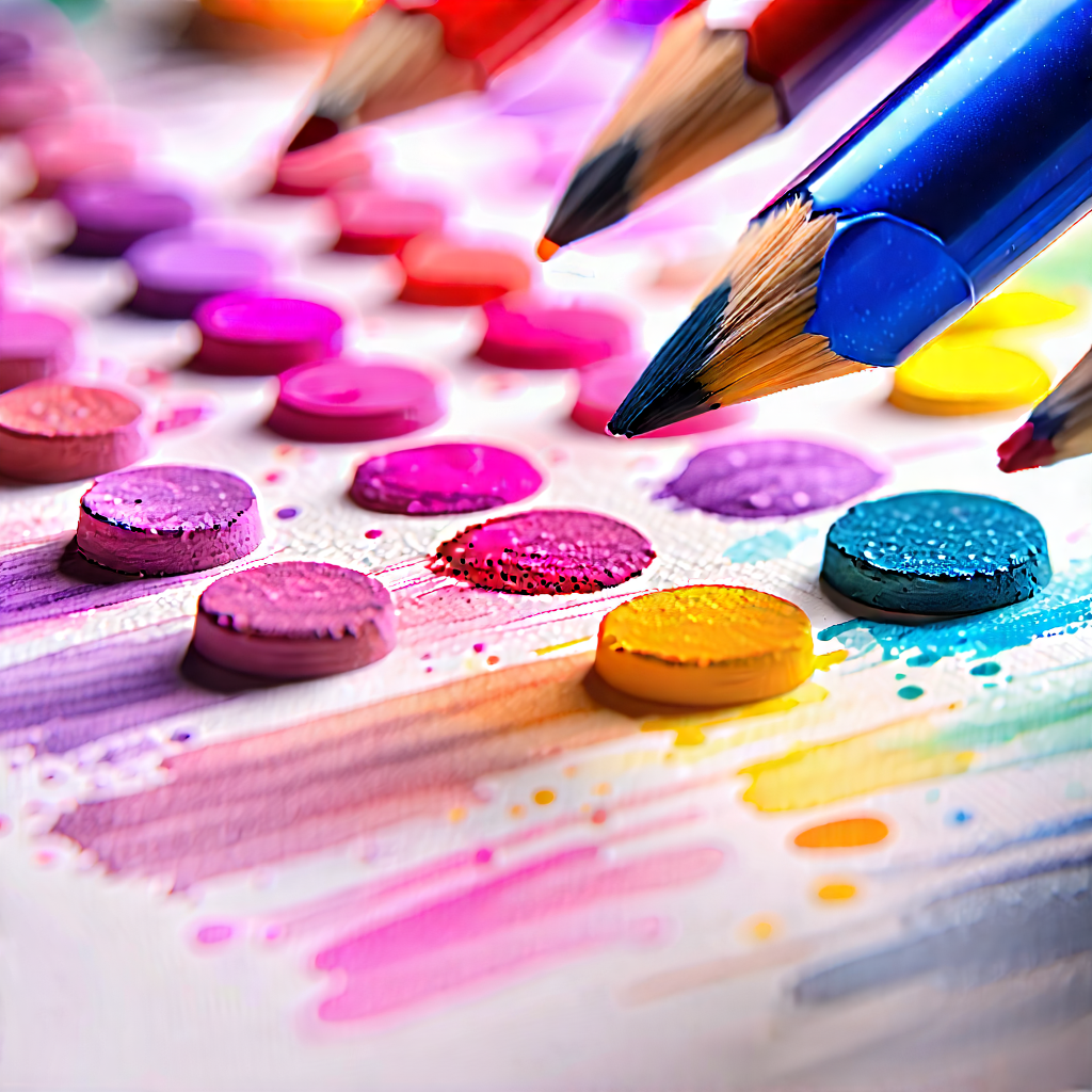 Tech Pastel Drawing: Close-up Of Sensor Array With Table Variety