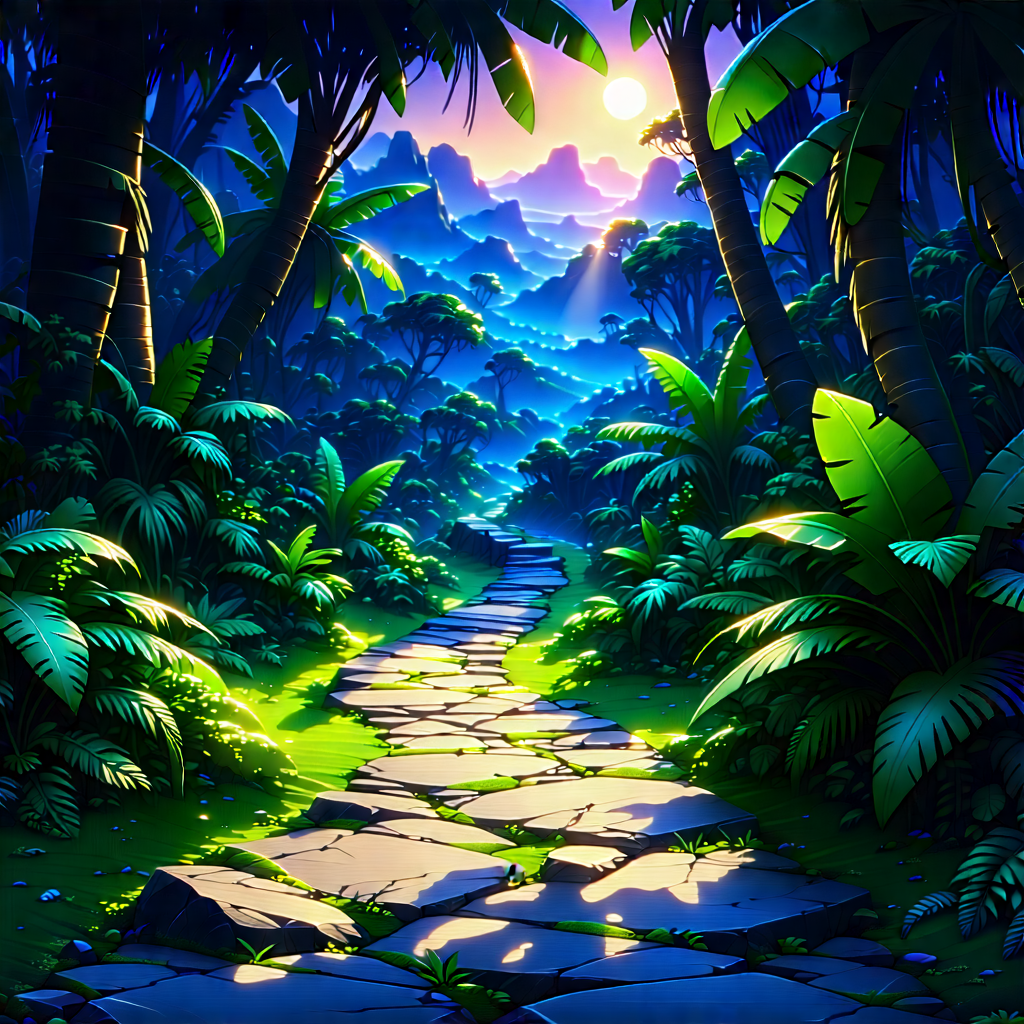 Nature Concept Art: Path Through Tropical Jungle With Image, There
