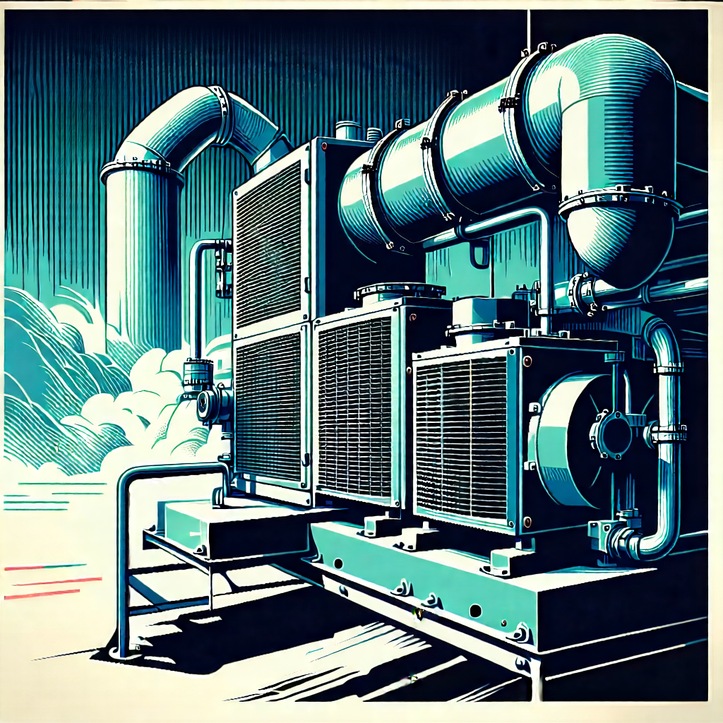 Tech Linocut Print: Close-up of cooling system