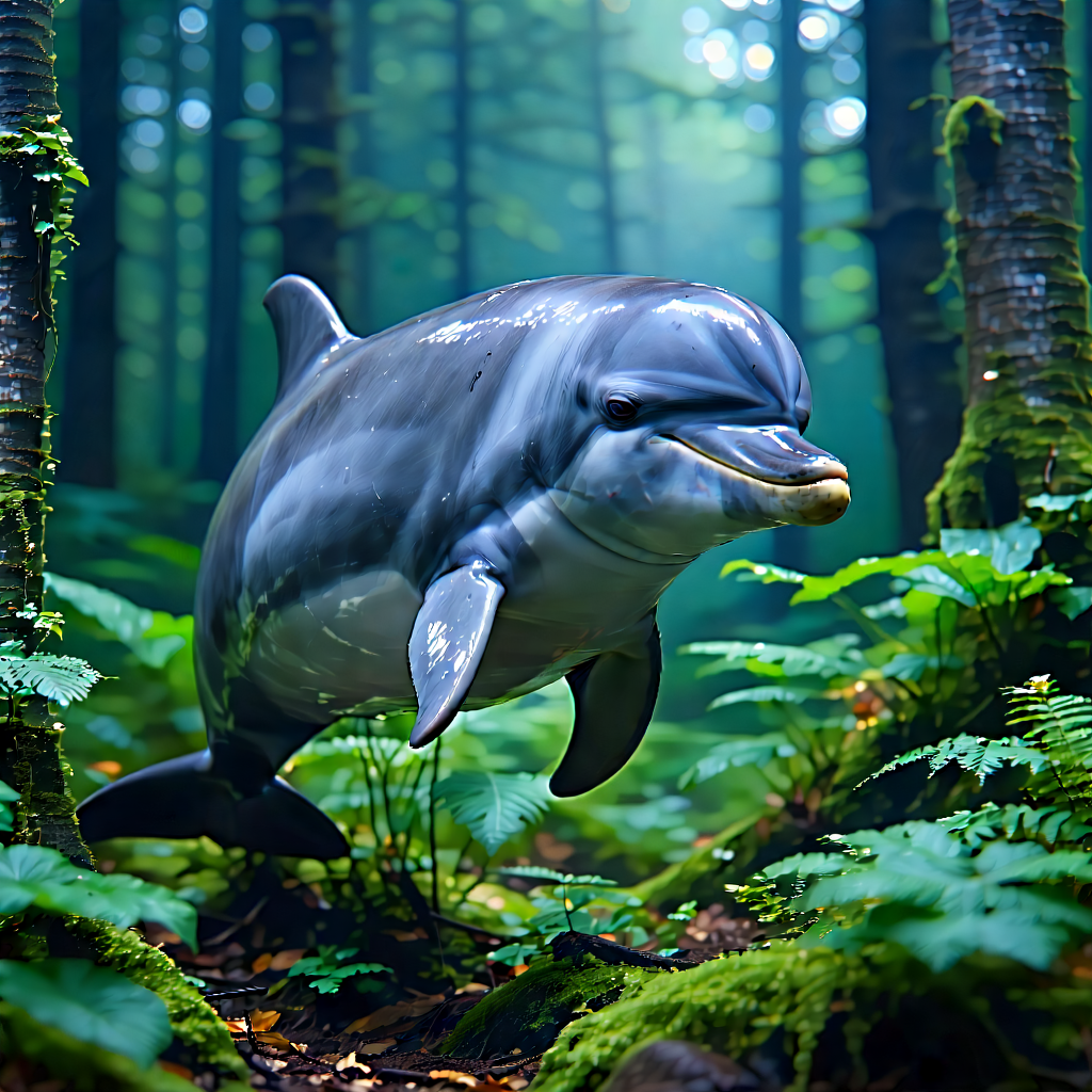 Nature Macro Photography: Dolphin In Forest Environment With Dolphin Forest
