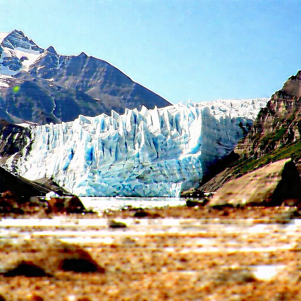 Nature Tilt-shift Photography: Glacier In Dry Season With Large Glacier,