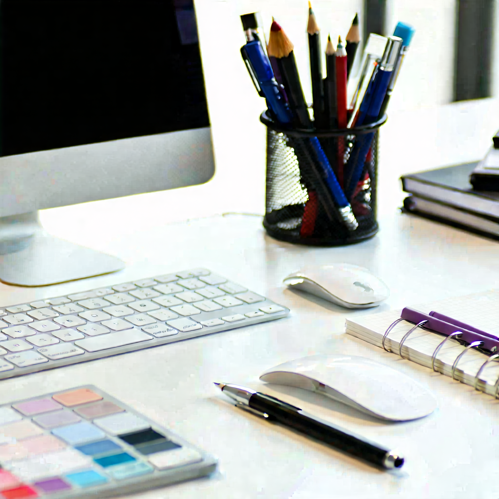 Business Advertising Photography: Workplace with modern office supplies on desk