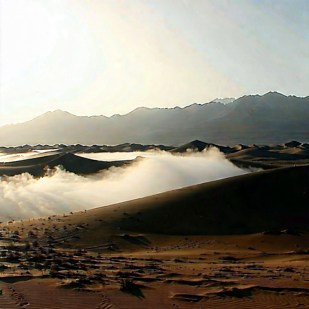 Nature Landscape Photography: Mist Over Desert With Beautiful Desert