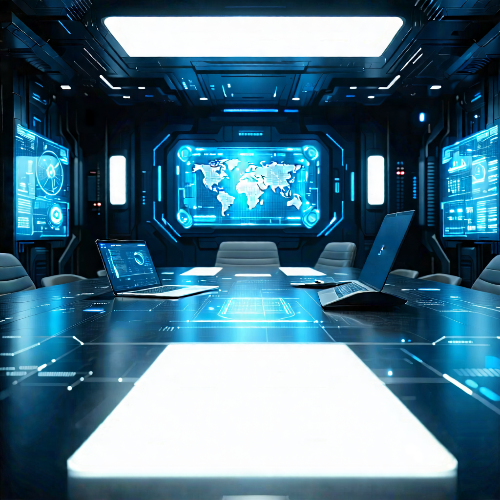 Tech Stock Photography: Futuristic Tech Startup Office With Futuristic Room,
