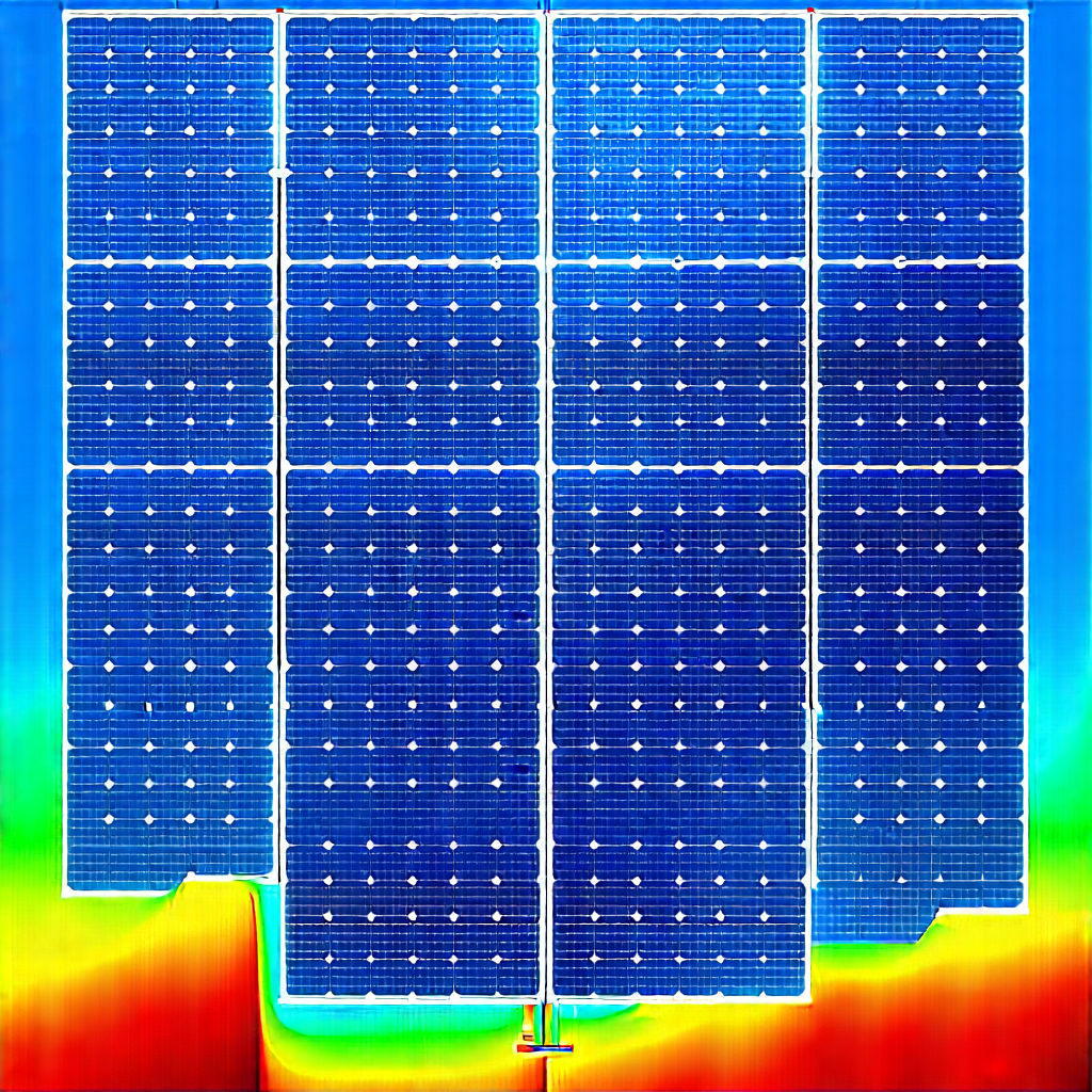 Tech Diagram Style: Solar Panel With Laser Scanning With Large Solar