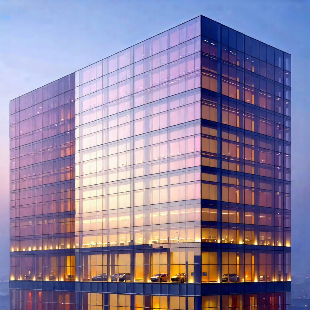 Urban Graphic Design: Glass Office Tower With Minimalist Design With Large, Modern