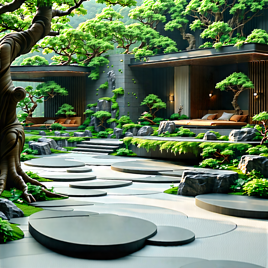 Tech Tilt-shift Photography: Digital Transformation Visualization With Beautiful Garden
