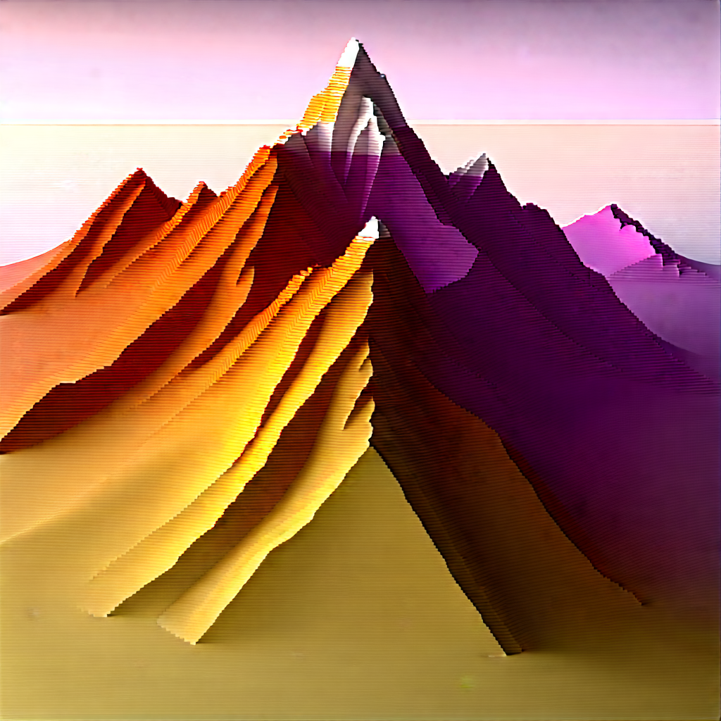 Nature Isometric Design: Aerial View Of Mountain Range With Large, Colorful