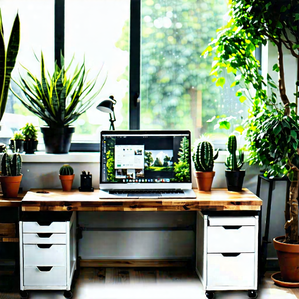 Lifestyle Drone Photography: Home office with plants and natural elements