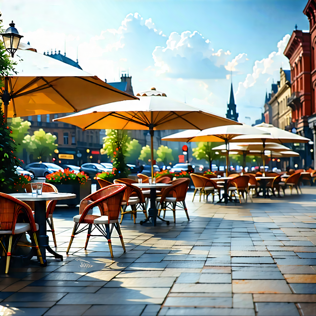 Urban Matte Painting: Urban street with outdoor seating
