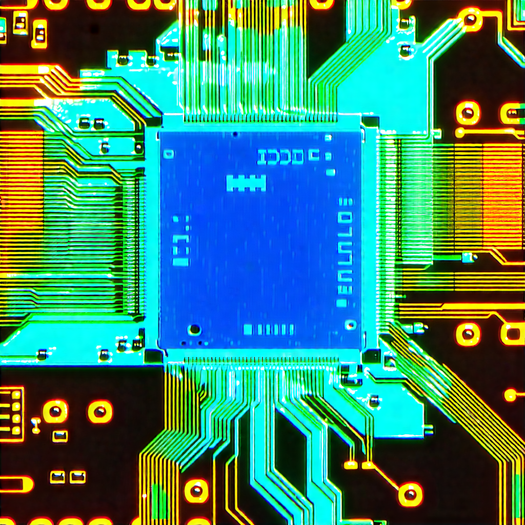 Tech Watercolor Painting: Circuit board with blue light (glow:1.34)