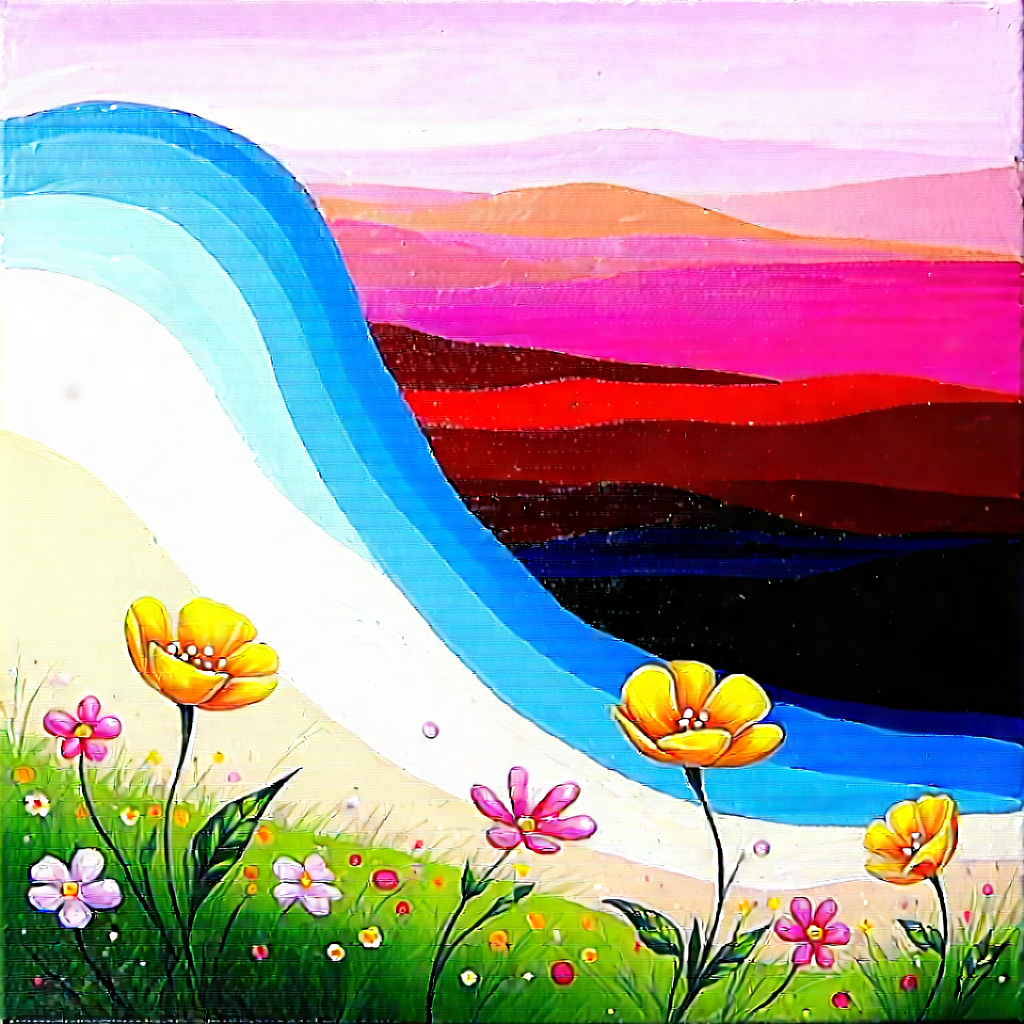 Nature Acrylic Painting: Wildflowers in coastal environment