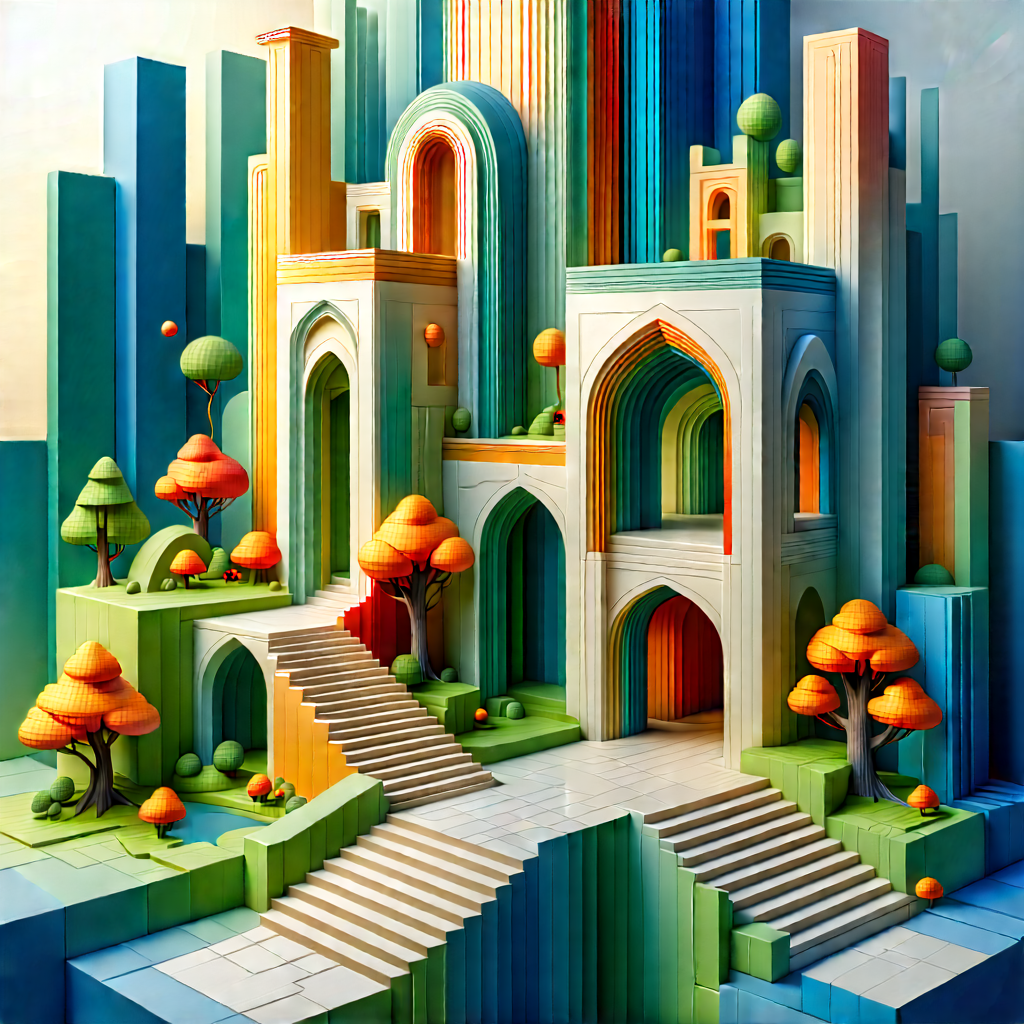 Abstract Isometric Art: Transformation Represented Through Geometric Shapes With Image, There