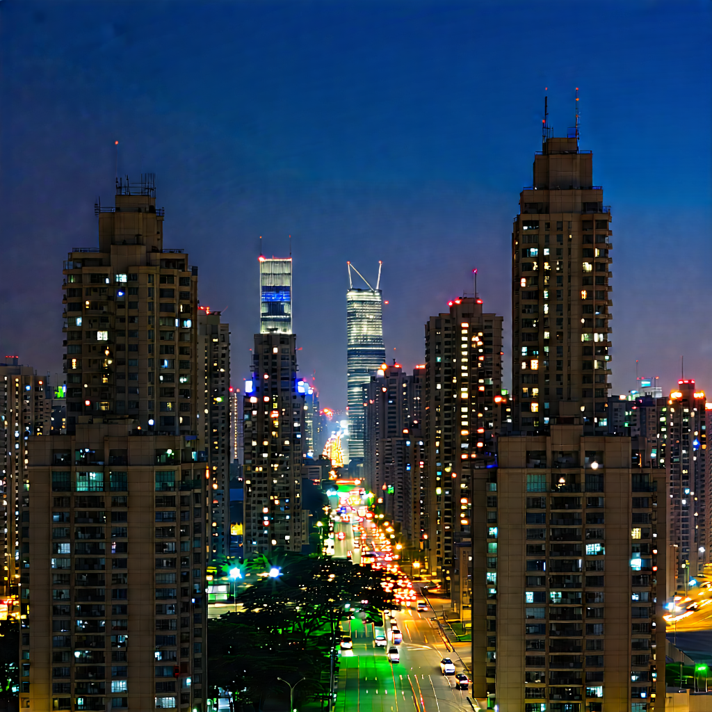 Urban Advertising Photography: Cityscape Of Urban Skyline During Night With Nighttime View