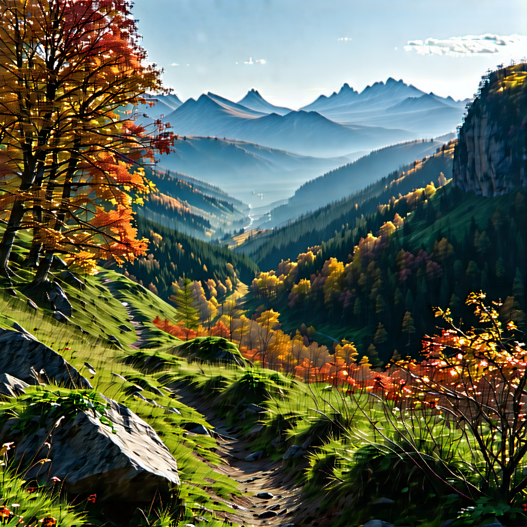 Lifestyle Matte Painting: Autumn Hike During Spring With Beautiful Mountain