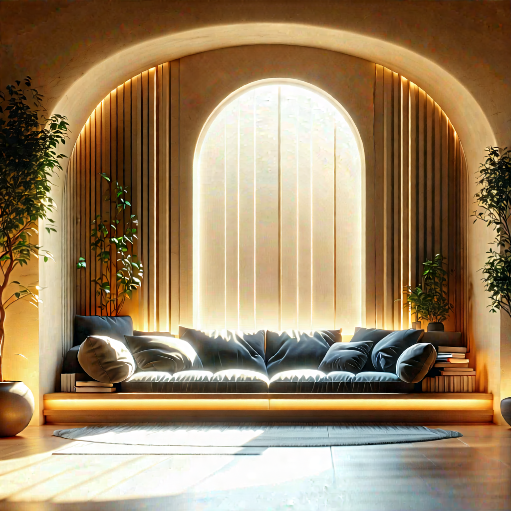 Lifestyle Octane Render: Reading Nook With Warm Lighting With Large, Modern-looking
