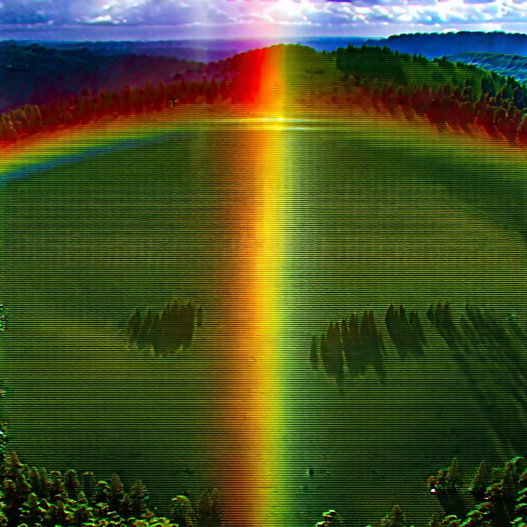 Nature Drone Photography: Rainbow Over Forest Clearing With Colorful, Artistic