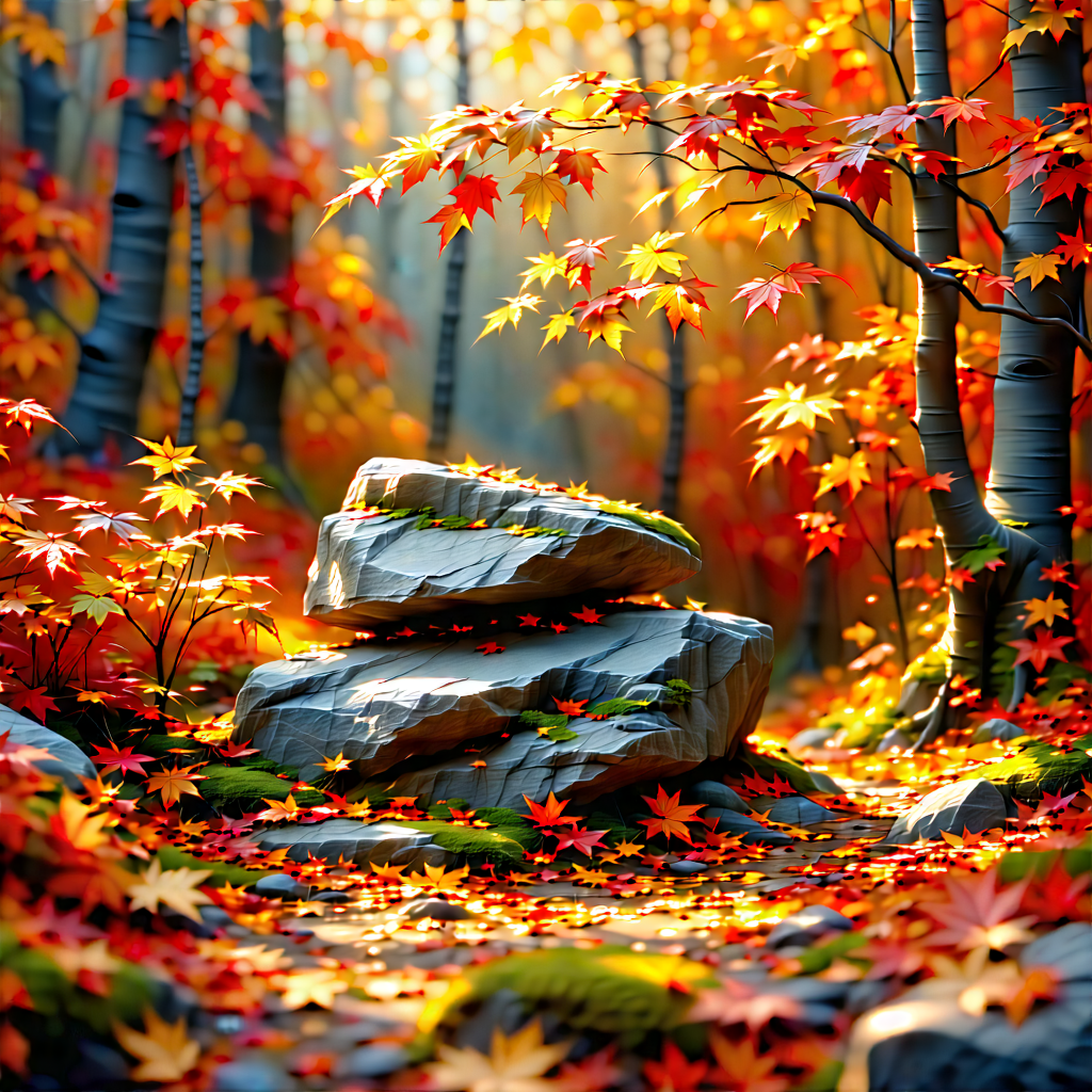 Nature Vector Art: Rock formation in autumn colors