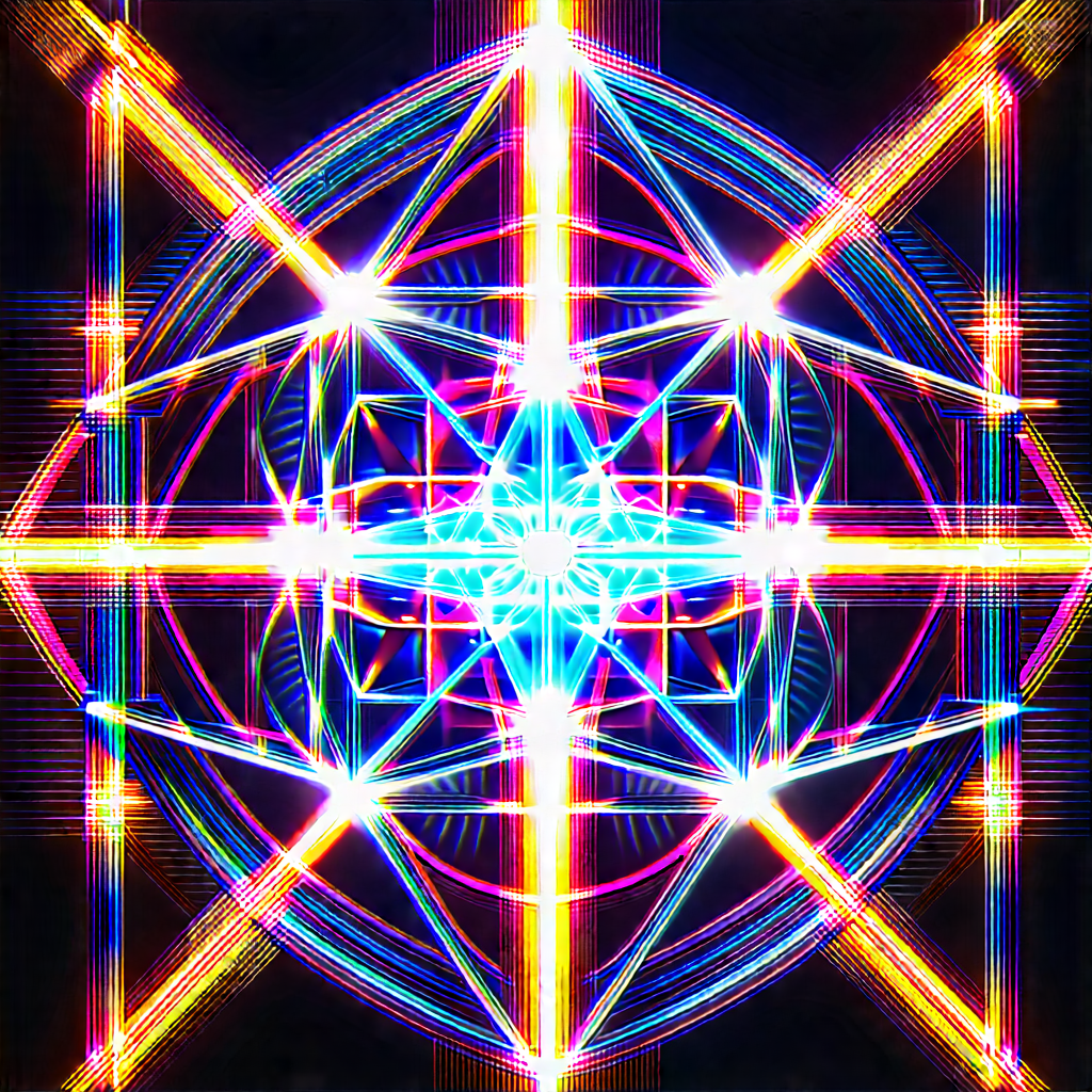 Abstract Cyberpunk Style: Sacred geometry with prismatic light