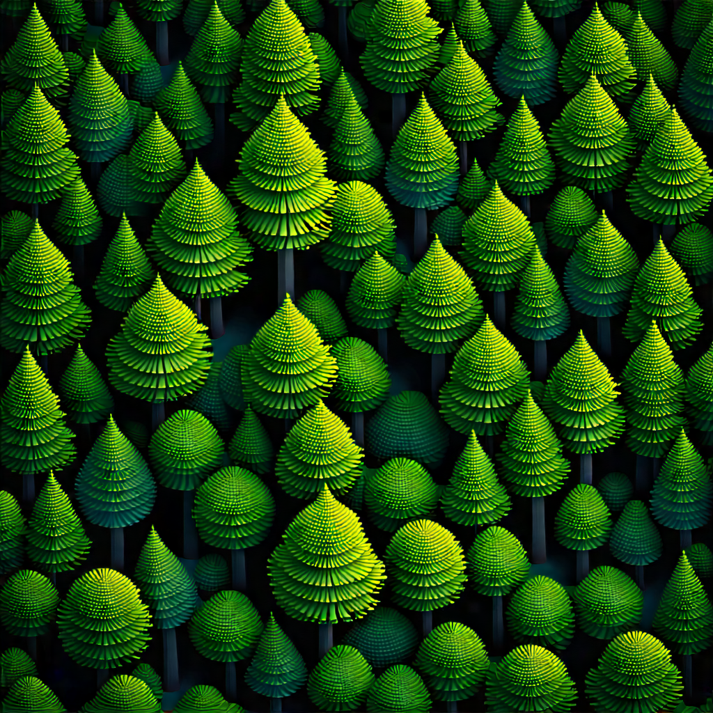 Nature Voxel Art: Aerial view of forest canopy