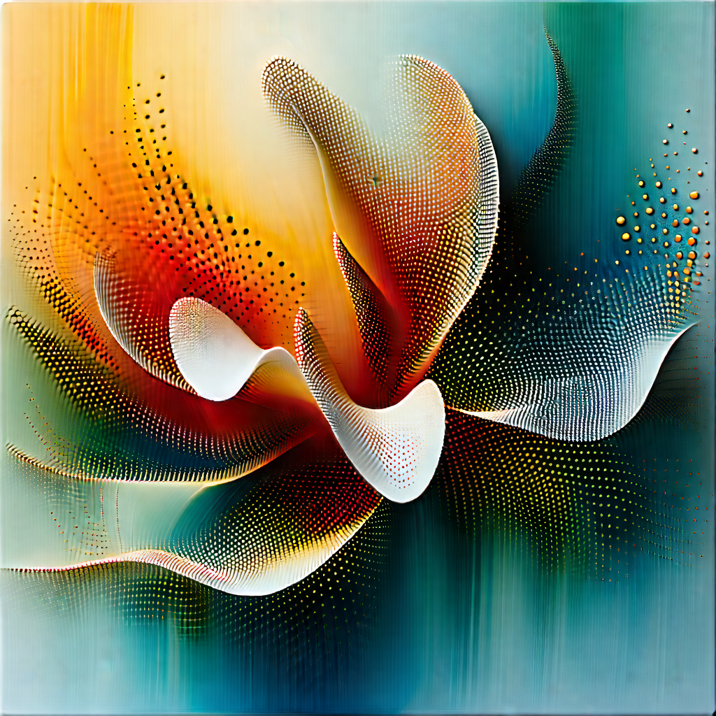 Abstract Encaustic Painting: Particle Movement Captured In Abstract Form With Colorful Intricate