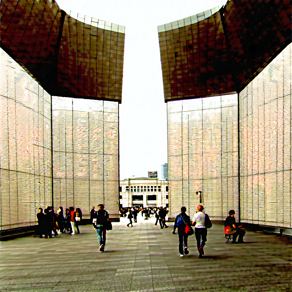 Urban Architectural Photography: Public square with commuting
