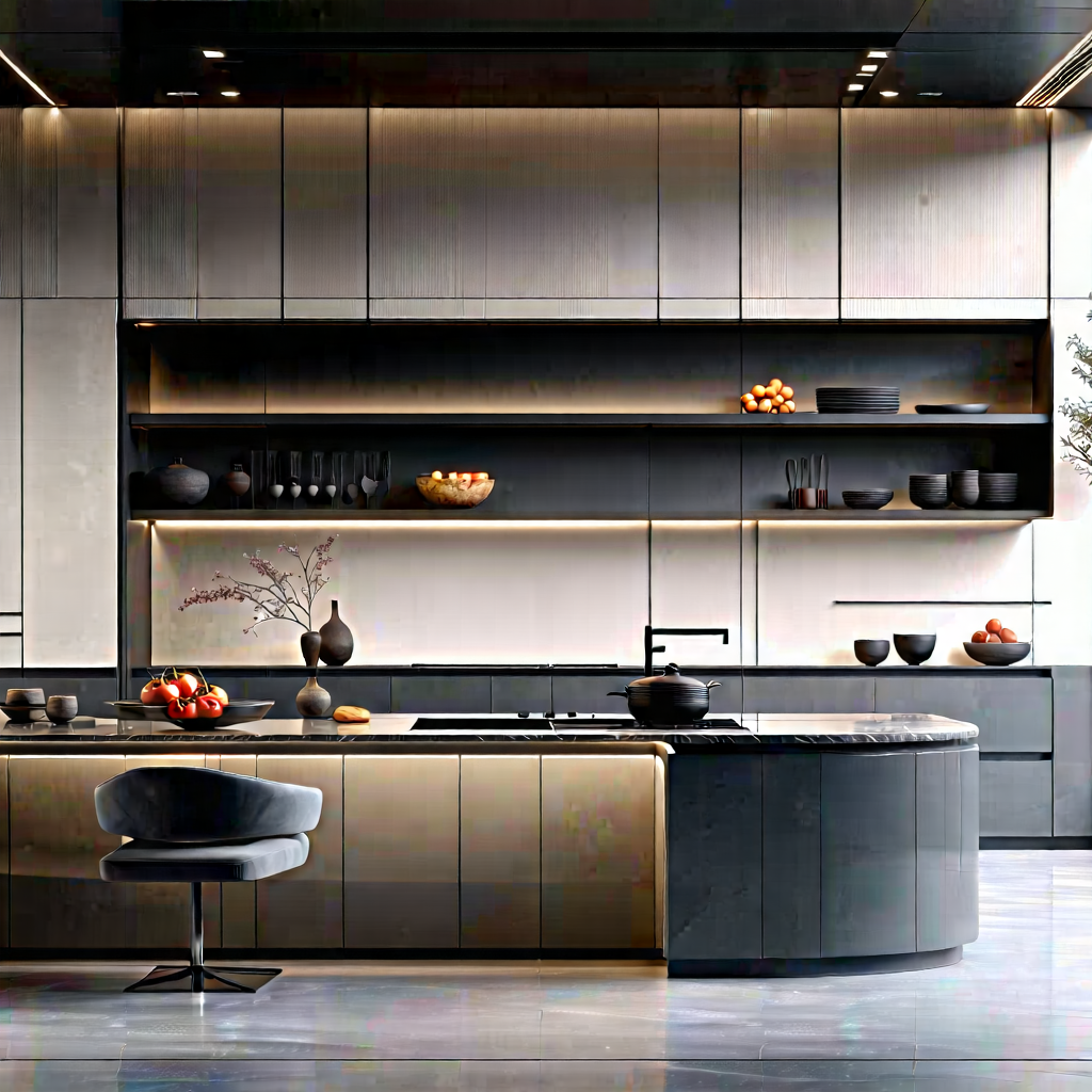 Lifestyle Landscape Photography: Modern Kitchen With Minimalist Decor With Large, Modern