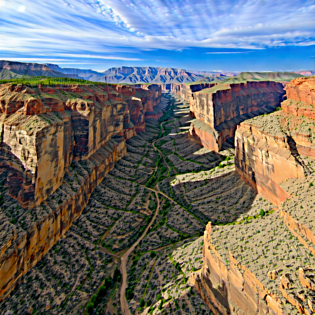 Nature Hdr Photography: Aerial View Of Canyon System With Large Mountain