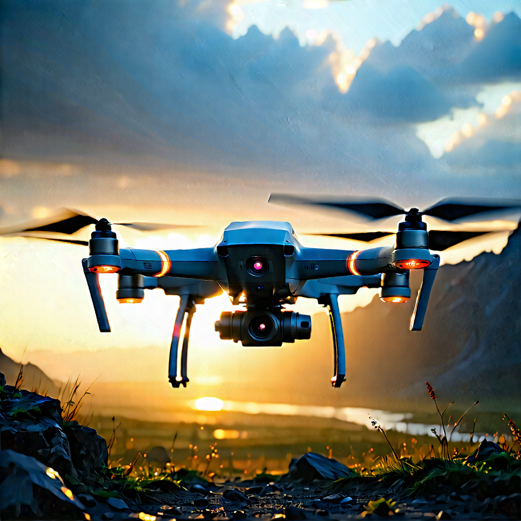 Tech Oil Painting: Drone With (digital:1.38) Artwork With White Drone
