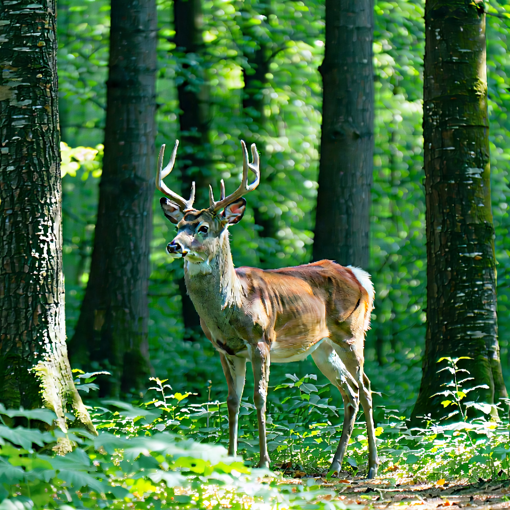 Nature Graphic Design: Deer In Forest Environment With Deer Standing