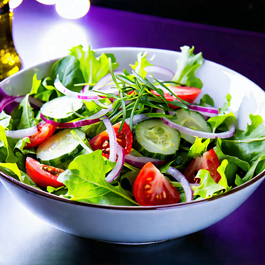 Lifestyle Editorial Photography: Fresh Salad Prepared With Fresh Ingredients With Large Bowl