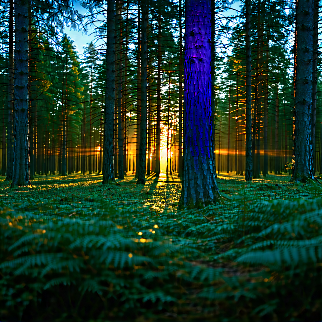 Nature Drone Photography: Forest Scene During Blue Hour With Forest Large