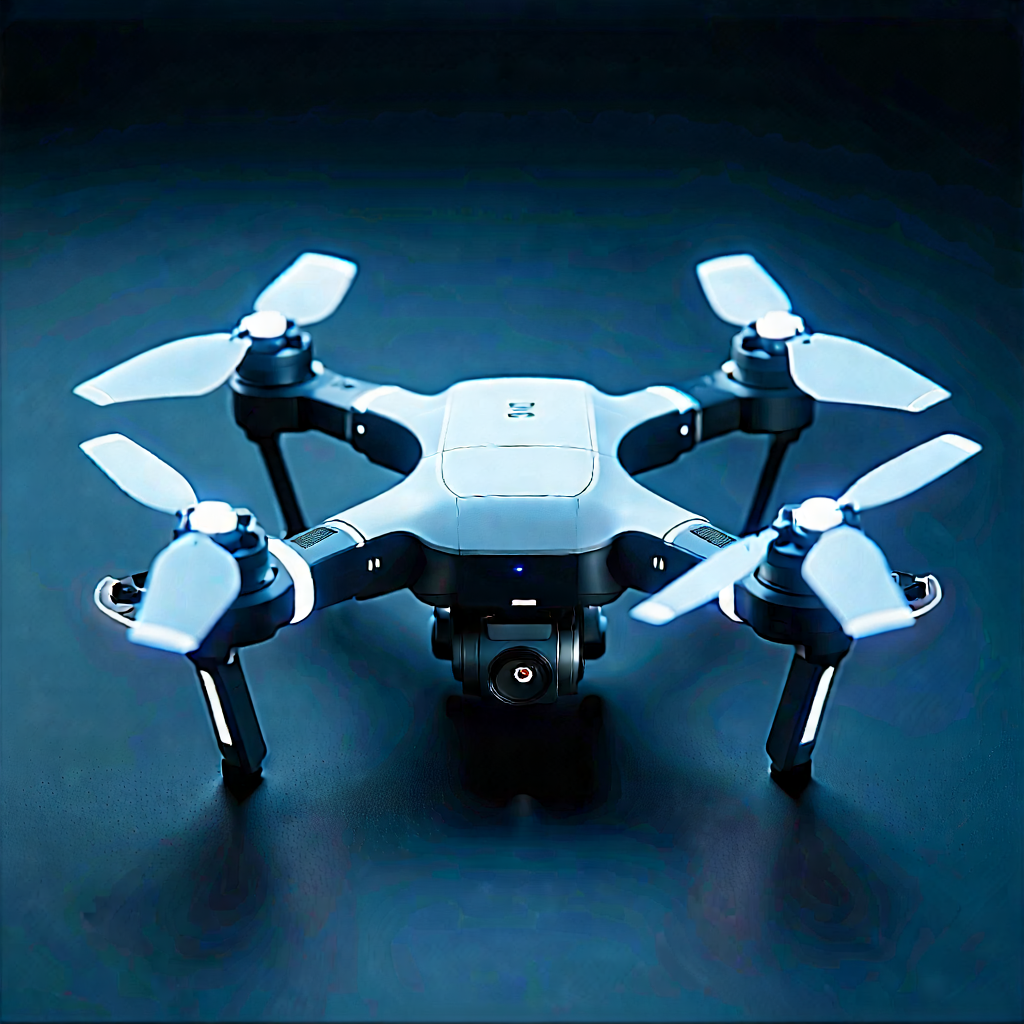 Tech Isometric Design: Drone With (digital:1.42) Artwork With Small Drone