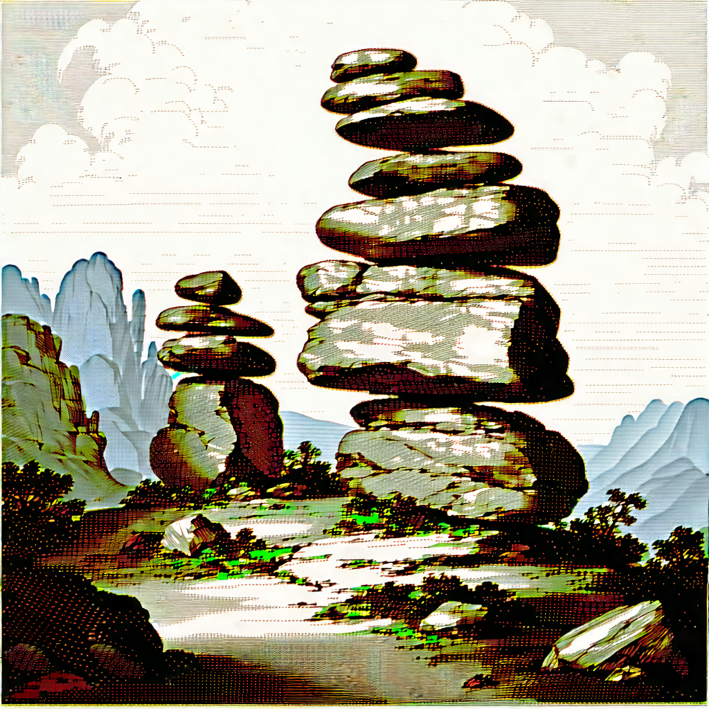 Nature Etching: Rock Formation In Summer With Image, There