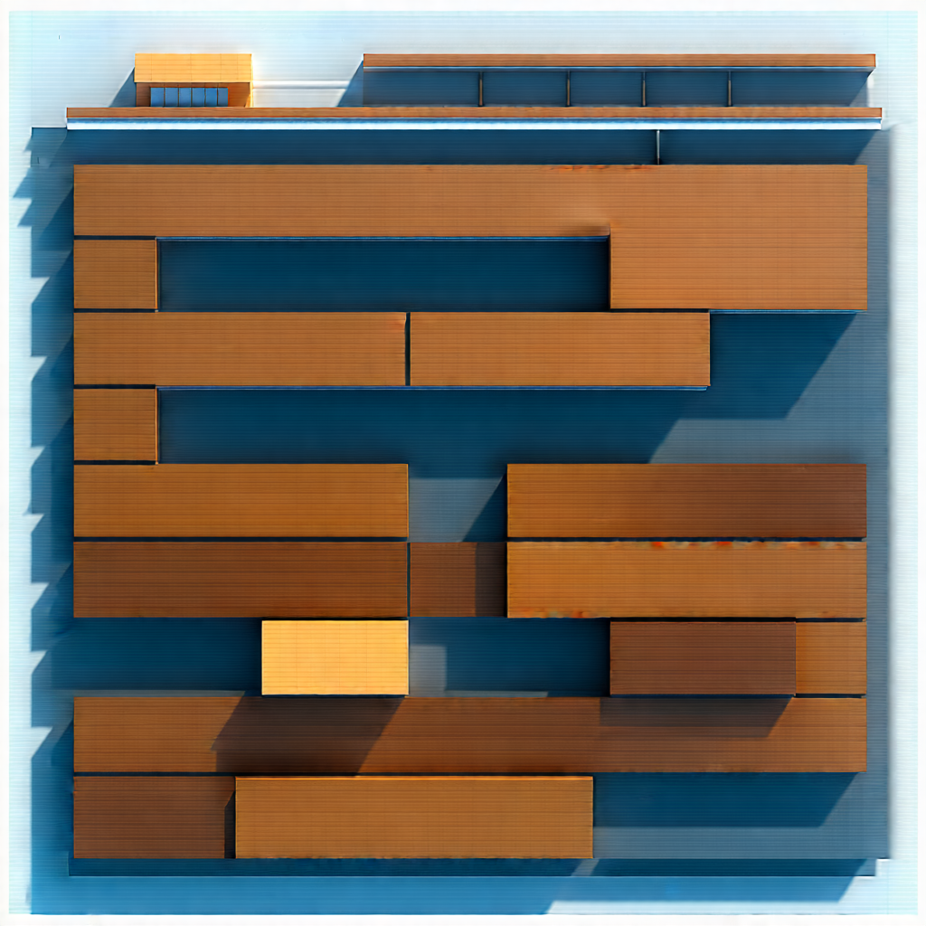 Urban 3d Render: Aerial View Of City Blocks With Model Building,