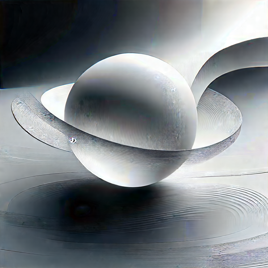 Abstract Digital Art: Gravitational Pull Captured In Abstract Form With White, Round,