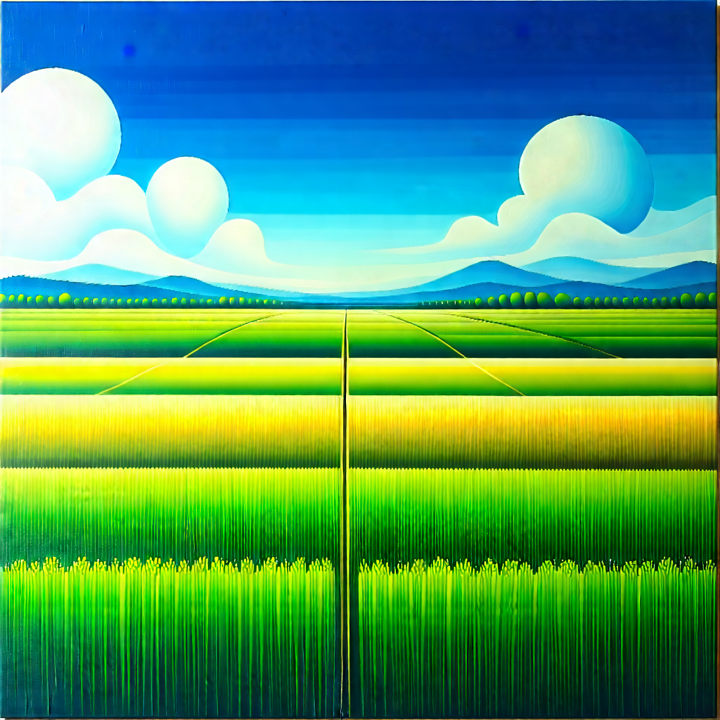 Tech Acrylic Painting: Agricultural Technology In Modern Laboratory With Painting Field