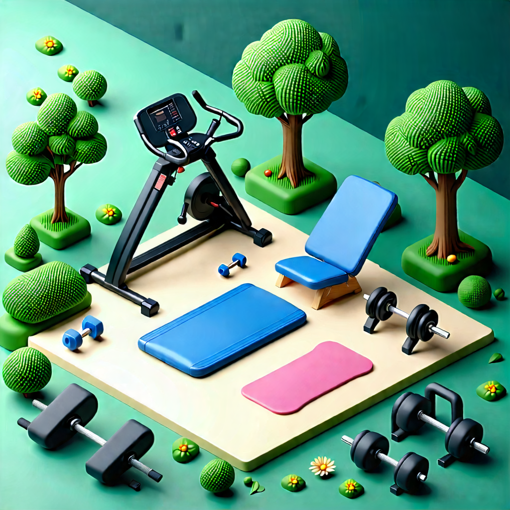 Lifestyle Isometric Design: Wellness scene with fitness equipment