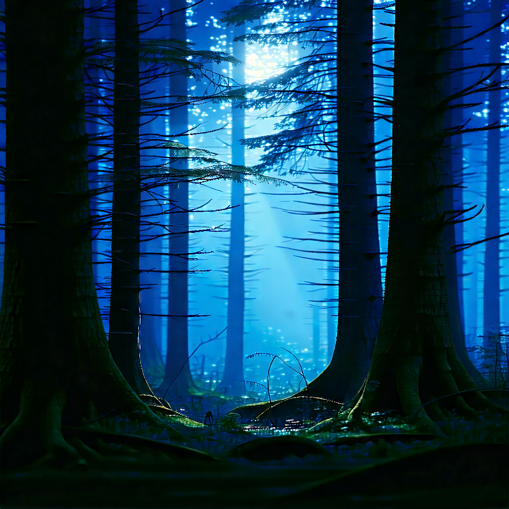 Nature Landscape Photography: (forest:1.28) Scene During Blue Hour With Image, There