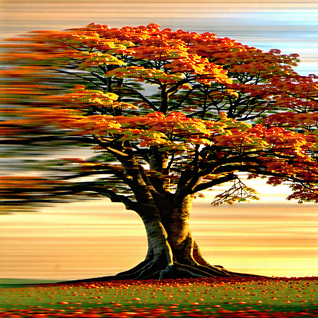 Nature Macro Photography: (ancient:1.35) (tree:1.22) In Autumn Colors With Large Tree