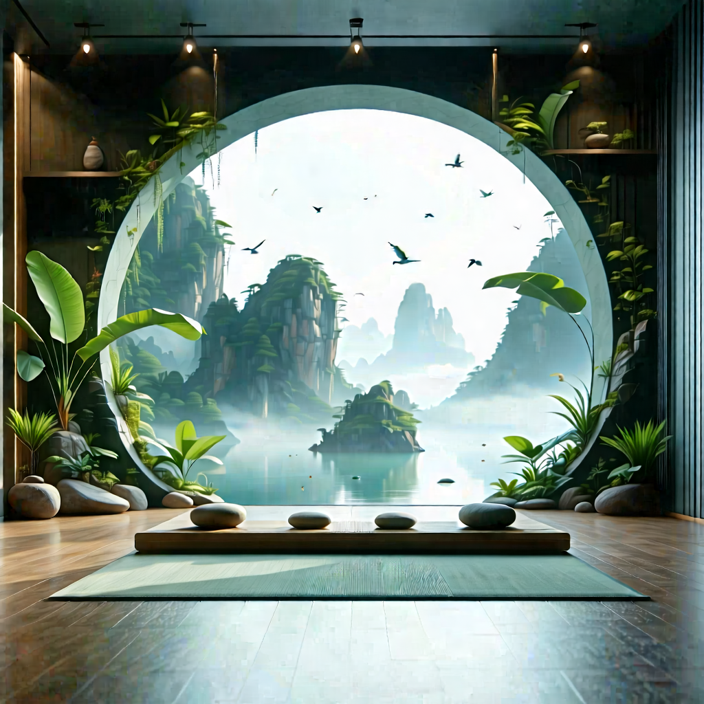 Lifestyle Commercial Photography: Wellness Scene With Meditation Space With Image, There