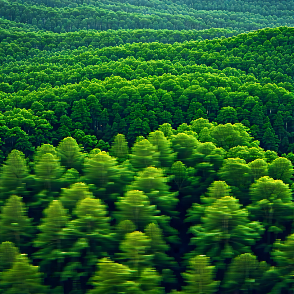 Nature Blueprint Style: Aerial view of forest canopy