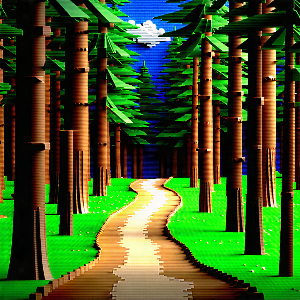 Nature 3D Render: Path through pine forest