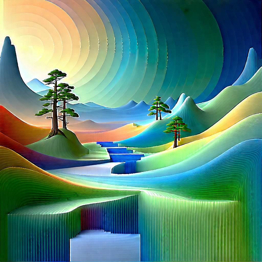 Abstract Impressionist Style: Layered Flow With Image, There