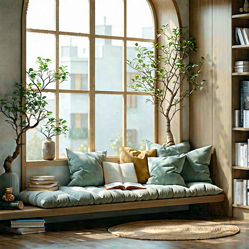 Lifestyle Advertising Photography: Reading Nook With Minimalist Decor With Image, There