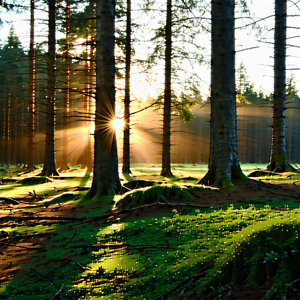Nature Long Exposure Photography: Forest Scene During Sunrise With Image, There