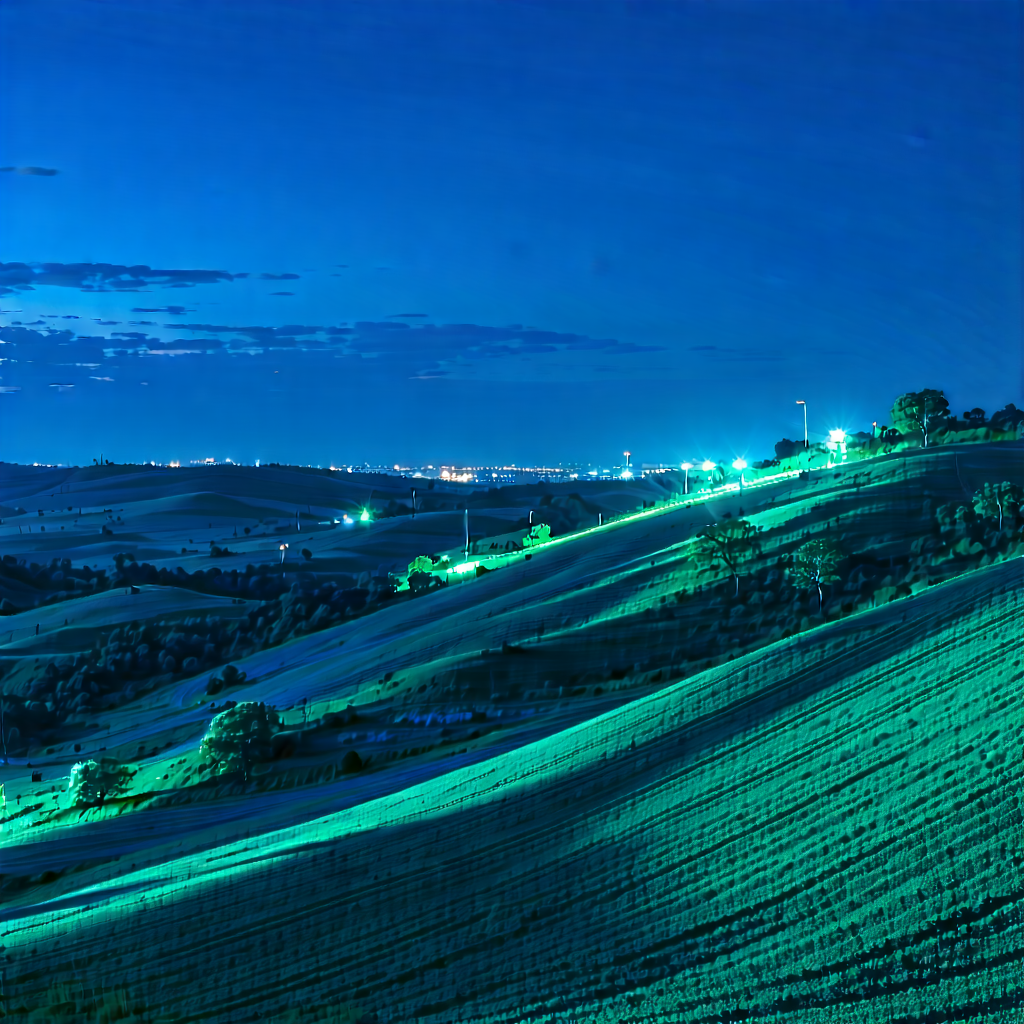 Nature Cinema 4d: Rolling Hills During Night With Nighttime View