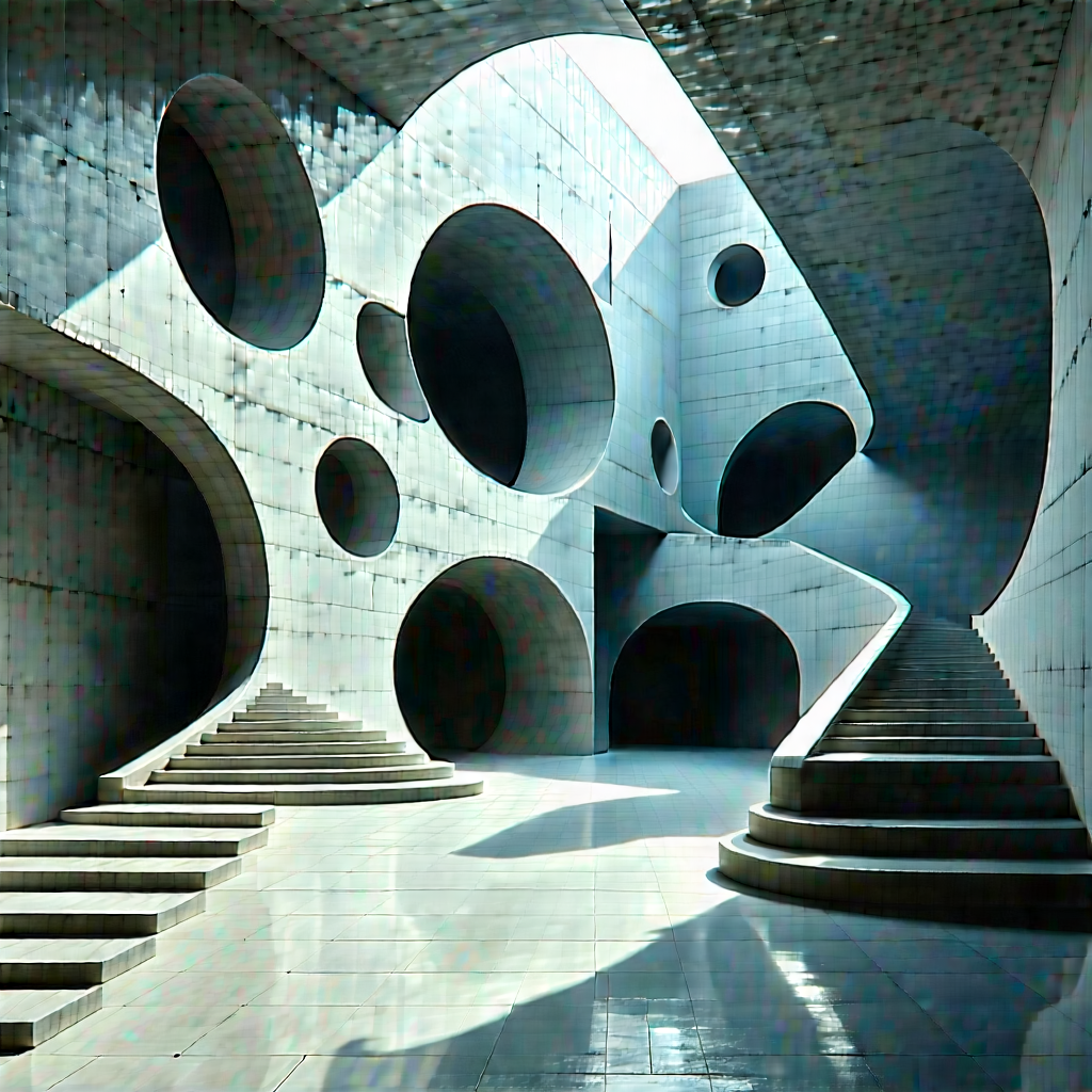 Abstract Brutalist Design: Contraction Captured In Abstract Form With Image, There