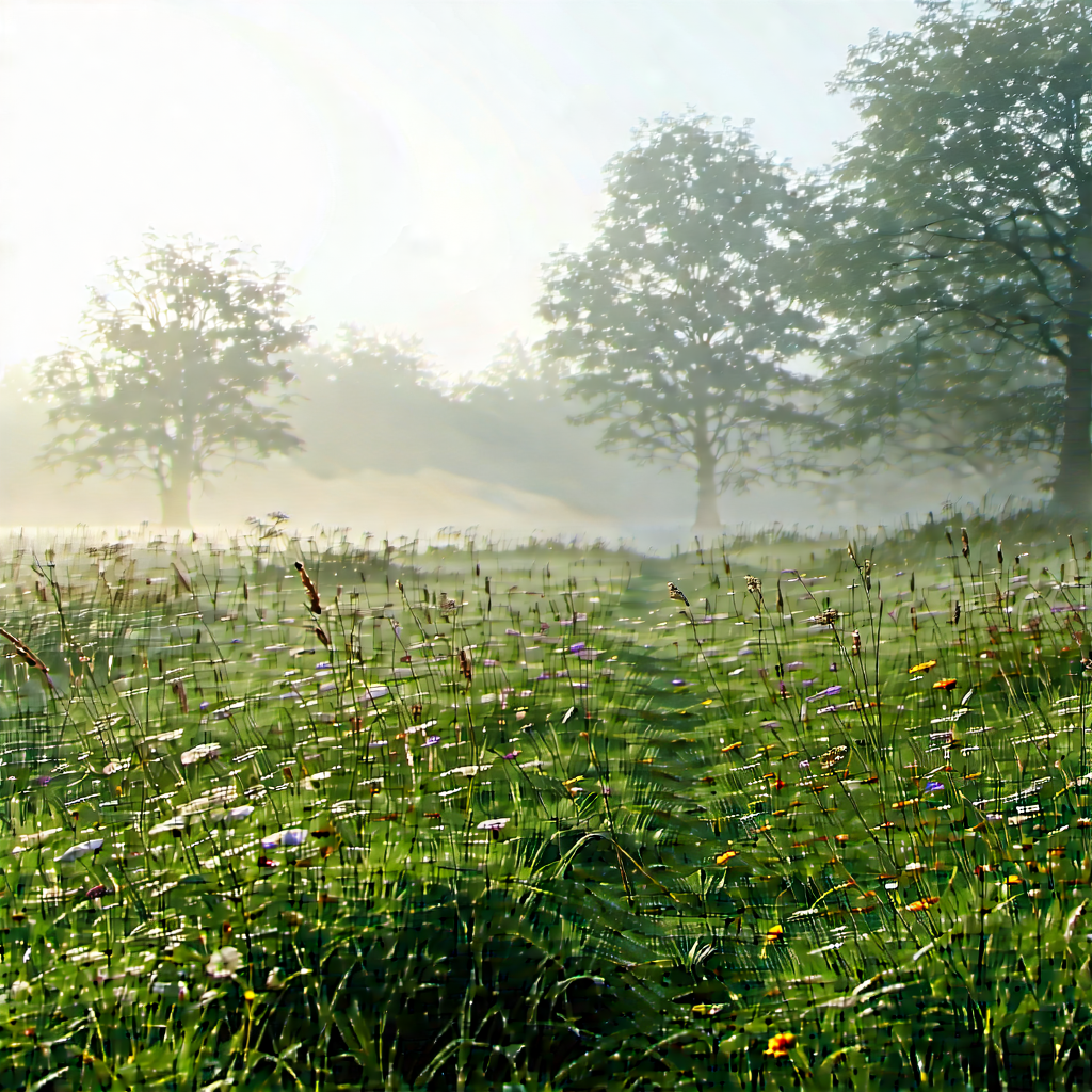 Nature Long Exposure Photography: Meadow During Foggy Morning With Image, There