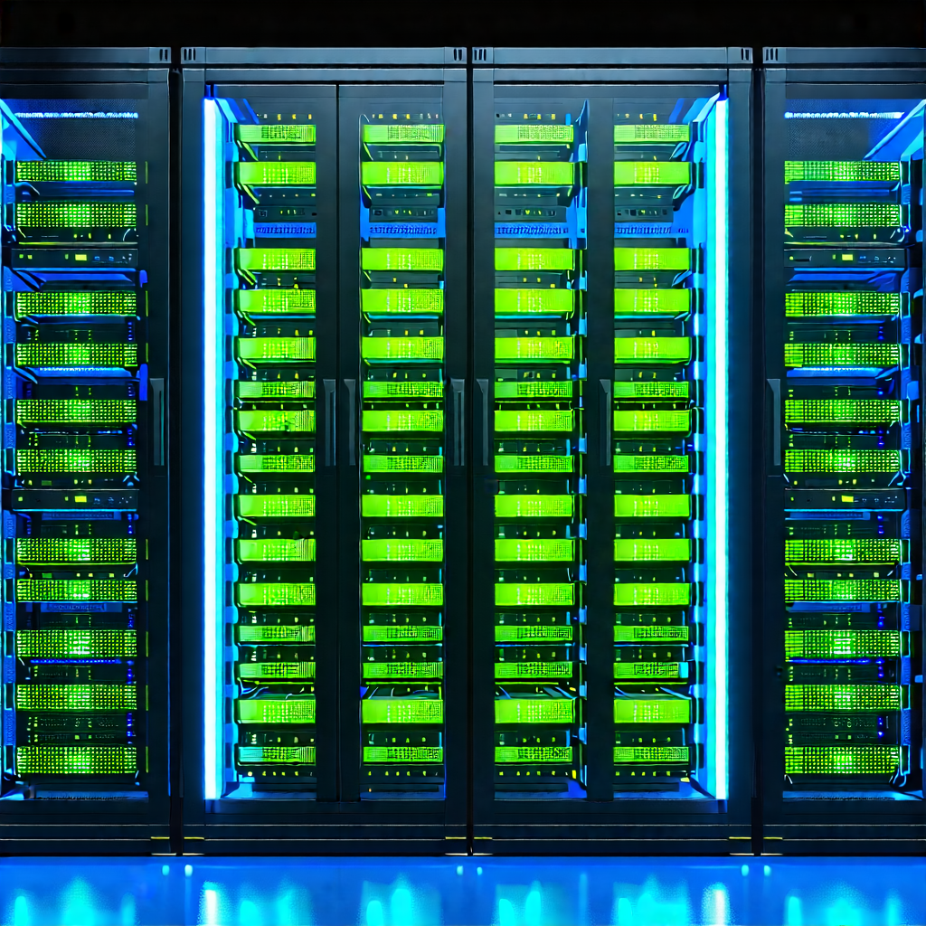 Tech Pastel Drawing: Server rack with blue light (glow:1.27)